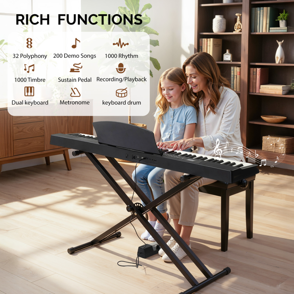 【AM不售卖】GPPS01-106/Y201 88键半重锤键盘可折叠带蓝牙 便携式+双管支架 黑色 电钢琴 英国-7