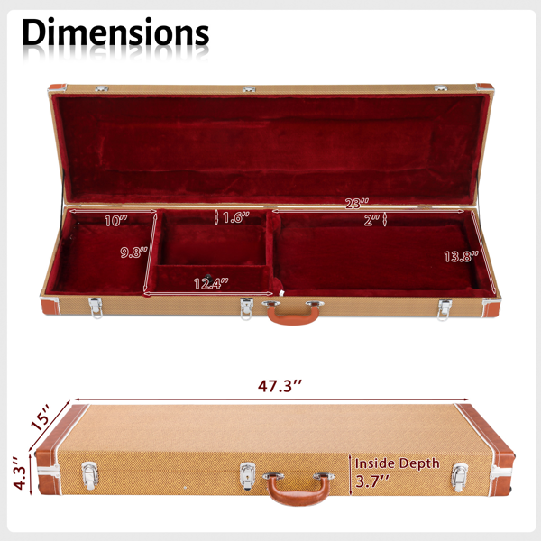 PVC 方形 电贝司皮盒 P贝司/Jazz/IB/火焰贝司 黄棕-10