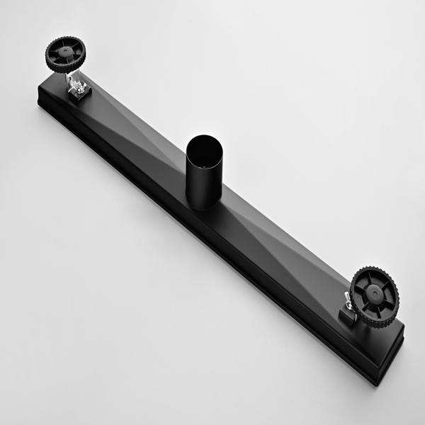 24英寸线性淋浴地漏，带二合一平面/嵌砖两用可拆卸盖板，304不锈钢材质，配毛发过滤网与调平脚，哑光黑色-11