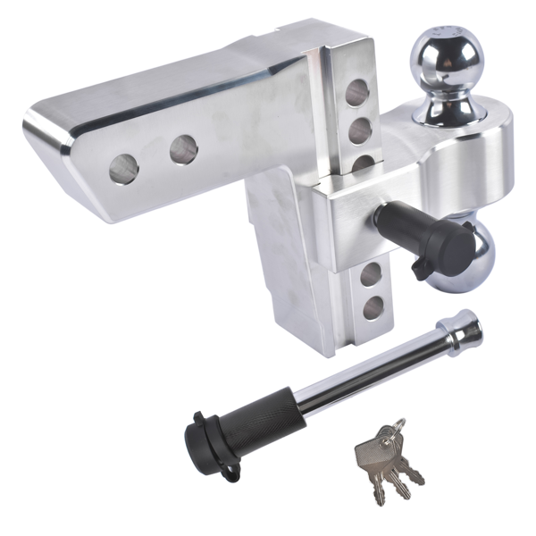 拖车挂接装置 Aluminum Adjustable Trailer Hitch for 2.5-Inch Receiver, 6-Inch Drop/Rise Hitch, 18500LBS, with 2 latches with Locks-3