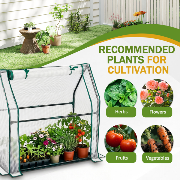 36*18*33in PE布花房 白色PE布 墨绿色铁管 尖顶 带PE地垫 带拉链卷门-10