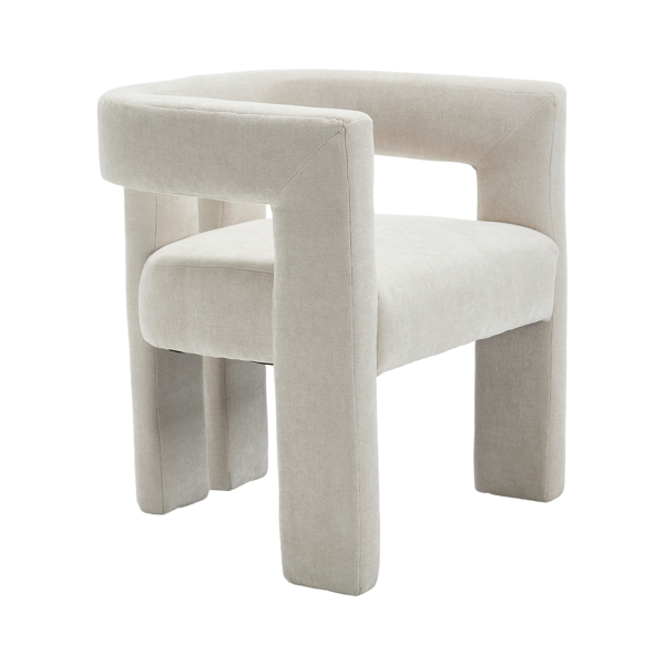 现代风格布艺软垫休闲椅/餐椅/桶形边椅/厨房扶手椅，适用于客厅，2件套-4