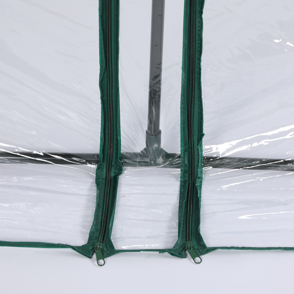 106*36*36in  透明PVC 墨绿色铁管 尖顶 三间 带三拉链卷门-25