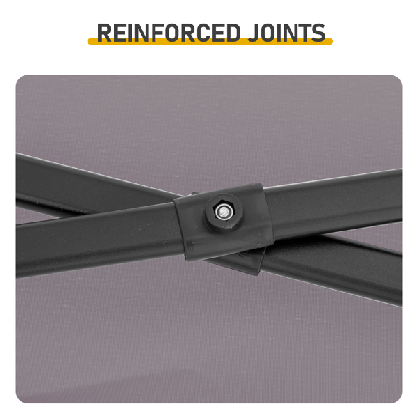 3.3X12.5FT 深灰色 双顶 折叠框架 烧烤棚 涤纶布 黑色喷塑框架 带两侧可调遮阳板 两边带网格托盘 配拎包-5