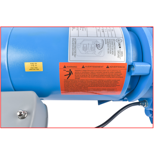 喷射泵 J5S 1/2 HP 115/230 V Cast Iron Shallow Water Well Jet Pump 3500 RPM Blue-10