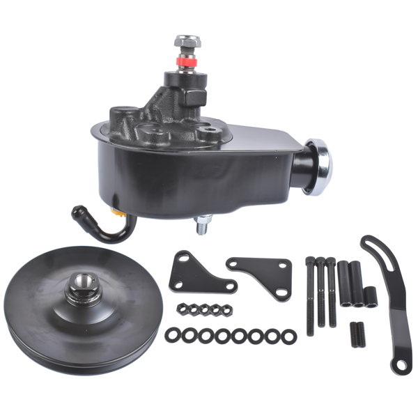 动力转向泵套件 Black Steel Power Steering Pump With Bracket Kit & Pulley Fit for Small Block Chevy 265 283 305 327 350 383 and 400 Engines-1
