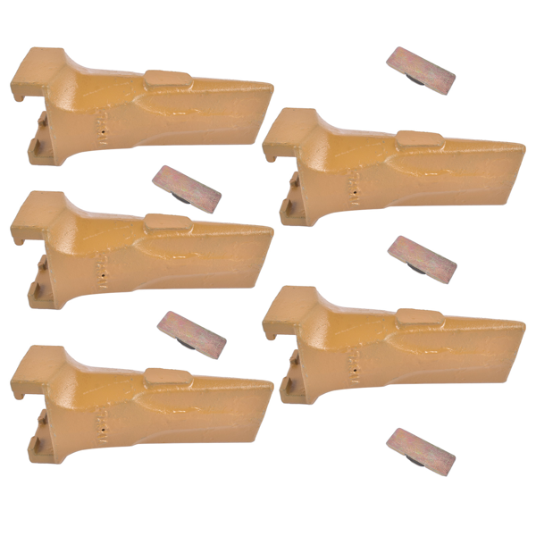 斗齿 5Pk Bucket Teeth with Flex Pins Yellow V17SYL V17PN Fit for Backhoe Loader Excavator-5