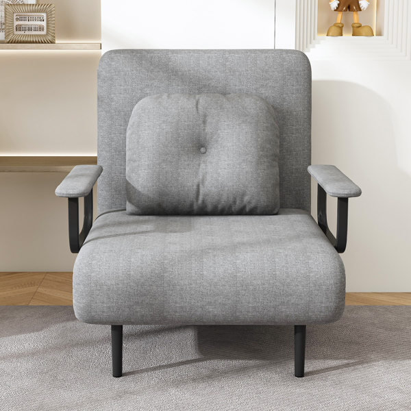 五合一折叠沙发床/多功能转换椅 - 五档可调节靠背，带枕头，节省空间，适用于客厅、卧室和办公室（灰色）-15