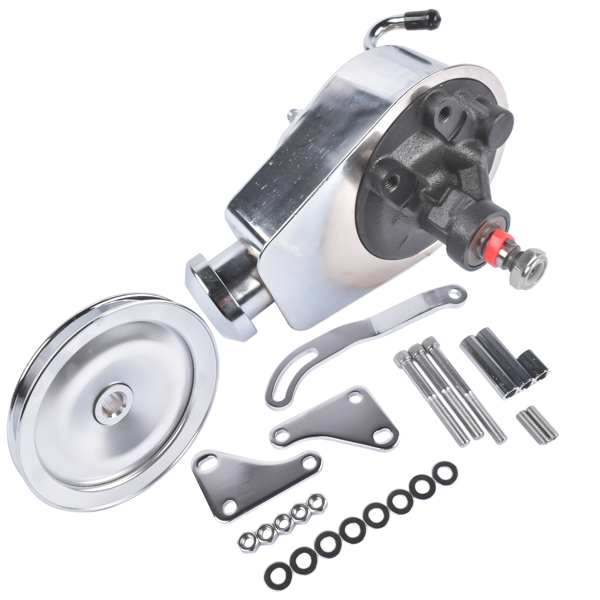 动力转向泵套件 Power Steering Pump and 1 Groove Keyway Pulley with Bracket Kit Fit for Small Block Chevy 265 283 305 327 350 383 and 400 Engines-5