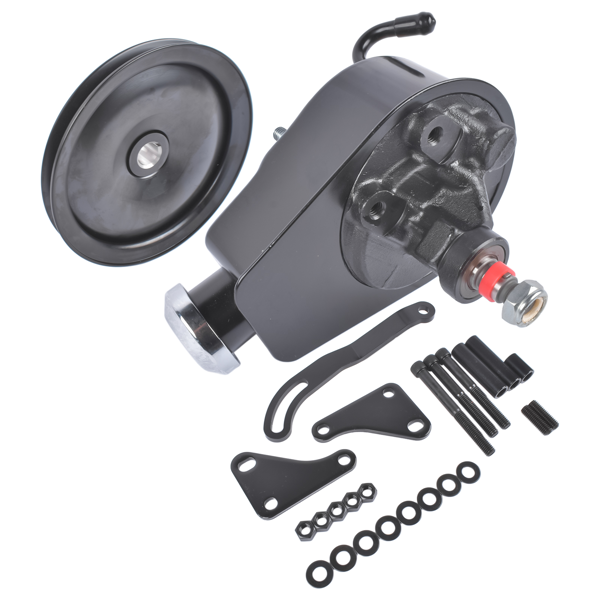 动力转向泵套件 Black Steel Power Steering Pump With Bracket Kit & Pulley Fit for Small Block Chevy 265 283 305 327 350 383 and 400 Engines-5