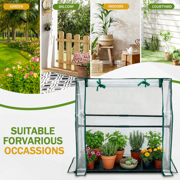 36*18*33in PE布花房 白色PE布 墨绿色铁管 尖顶 带PE地垫 带拉链卷门-2