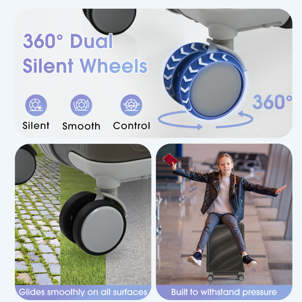 三件套行李箱，轻便耐用的ABS材质，配备万向轮和TSA海关锁，包含登机箱和托运行李箱（20英寸/24英寸/28英寸）-12