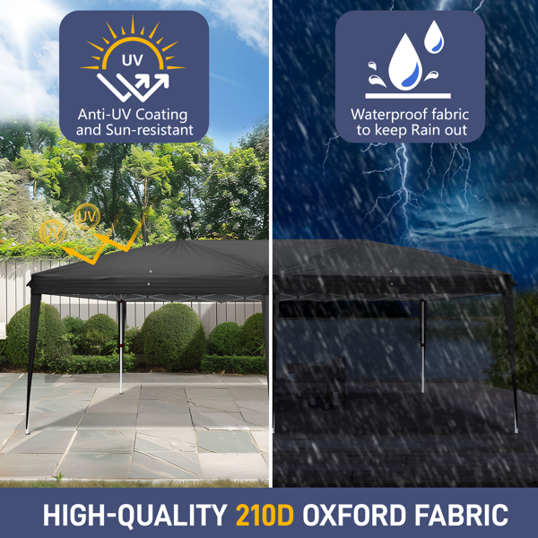 10*20ft  黑色  一键撑开  无围布  28/22MM脚管 10X20MM交叉杆 折叠棚  210D牛津布  喷塑铁管 配拎包 无沙袋-11