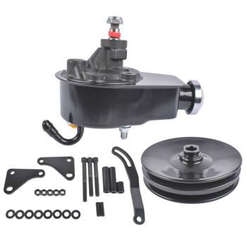 动力转向泵套件 Saginaw Power Steering Pump Bracket Kit & 2 Groove Keyway Pulley Fit for Small Block Chevy 265 283 305 327 350 383 and 400 Engines
