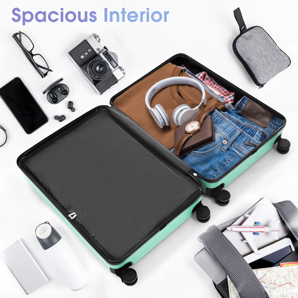 三件套行李箱，轻便耐用的ABS材质，配备万向轮和TSA海关锁，包含登机箱和托运行李箱（20英寸/24英寸/28英寸）-14