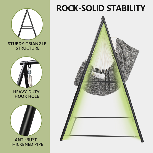 112*113*180CM 黑色架子+黑白提花色布吊椅 2个抱枕 配2个S弹簧钩 吊椅套装-5