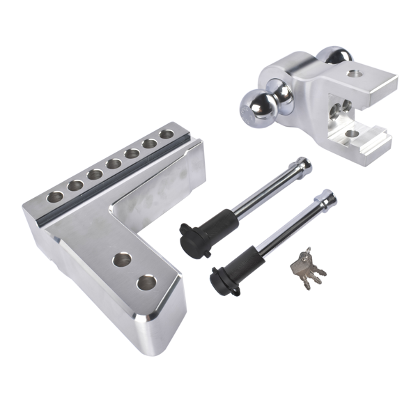 拖车挂接装置 Aluminum Adjustable Trailer Hitch for 2.5-Inch Receiver, 6-Inch Drop/Rise Hitch, 18500LBS, with 2 latches with Locks-6