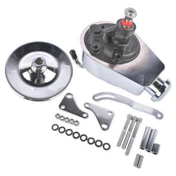 动力转向泵套件 Power Steering Pump and 1 Groove Keyway Pulley with Bracket Kit Fit for Small Block Chevy 265 283 305 327 350 383 and 400 Engines