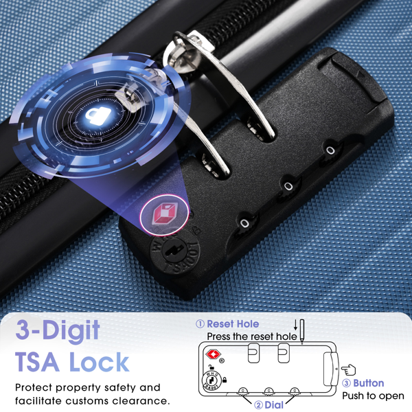 三件套行李箱，轻便耐用的ABS材质，配备万向轮和TSA海关锁，包含登机箱和托运行李箱（20英寸/24英寸/28英寸）-21