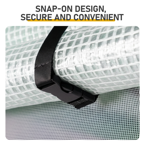 8*12FT PE布花房 白色PE布 黑底银花铁管 一键尖顶 两侧带双窗户 带对侧双拉链卷门带小窗 带地钉风绳-7