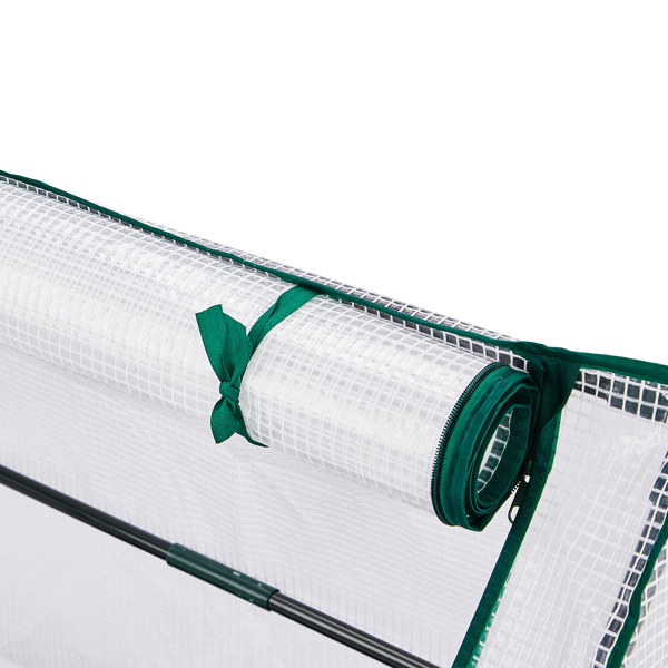 36*18*33in PE布花房 白色PE布 墨绿色铁管 尖顶 带PE地垫 带拉链卷门-3