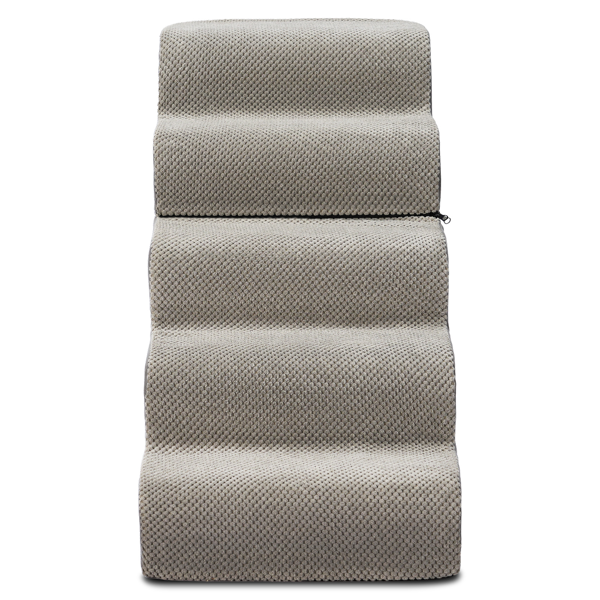 33*15.7*23.5inch 弧形 上下5阶  灰色 28D海绵+玉米绒 衬布可拆卸 宠物爬梯-5