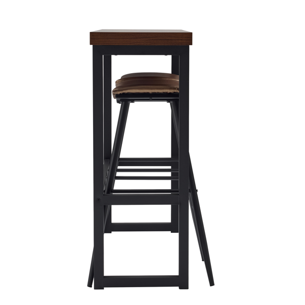 1桌2椅  棕色 120*39*100cm 吧桌椅套装 弧形椅面 5cm空心板+铁+PU-3