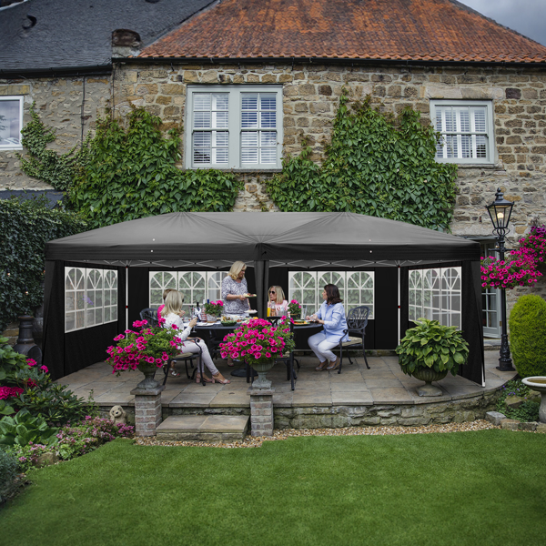 10*20ft   黑色 一键撑开 6片面-2门4窗 28/22MM脚管 10X20MM交叉杆  折叠棚  210D牛津布 喷塑铁管  配拎包 无沙袋-34