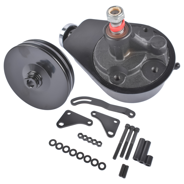 动力转向泵套件 Saginaw Power Steering Pump Bracket Kit & 2 Groove Keyway Pulley Fit for Small Block Chevy 265 283 305 327 350 383 and 400 Engines-6