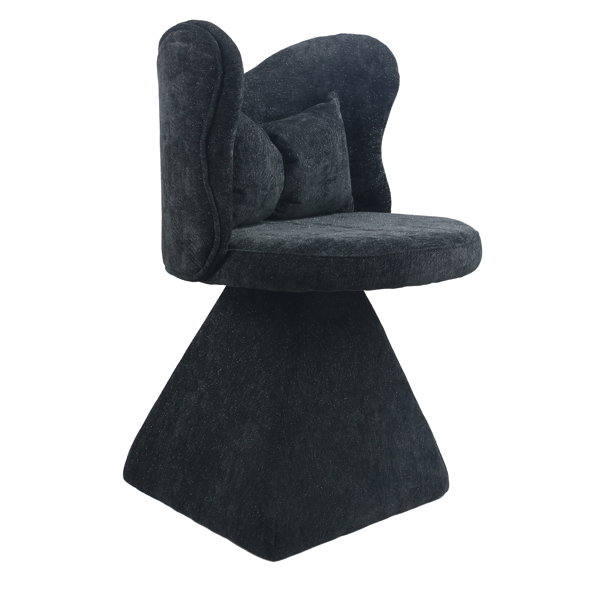 蝴蝶背梳妆椅，旋转休闲椅，餐椅，卧室梳妆台化妆凳，适用于客厅、餐厅、书房、休闲区，黑色-6