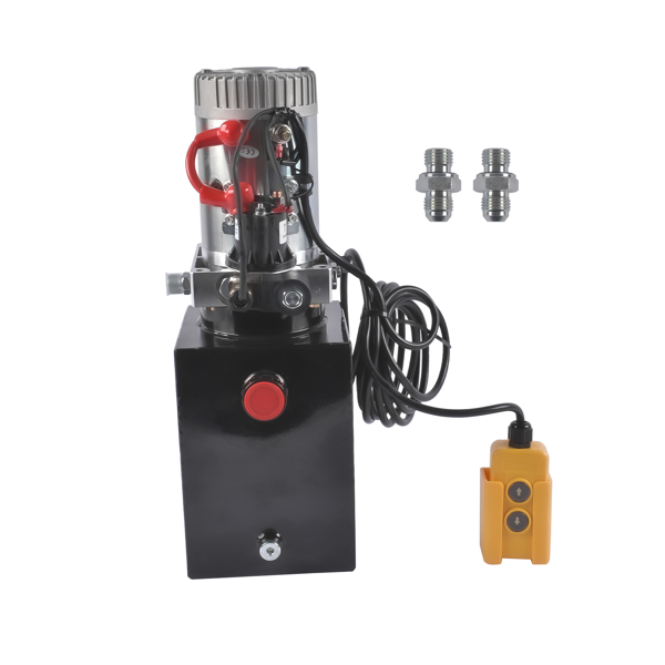 液压泵 Hydraulic Power Unit 6 Quart Single Acting Dump Trailer Hydraulic Pump 3200PSI 2.0 GPM 12V DC 1.6KW SAE #6 Port-2