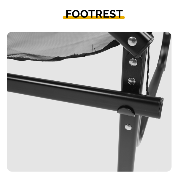 31in 黑铁管 深绿/黑色布面 喷塑铁扁管 铁导演椅 120kg 无便携袋-9