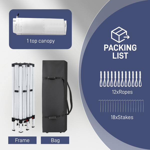 10*20ft  白色  一键撑开  无围布  28/22MM脚管 10X20MM交叉杆 折叠棚  210D牛津布  喷塑铁管 配拎包 无沙袋-11