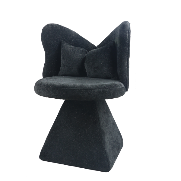 蝴蝶背梳妆椅，旋转休闲椅，餐椅，卧室梳妆台化妆凳，适用于客厅、餐厅、书房、休闲区，黑色-5