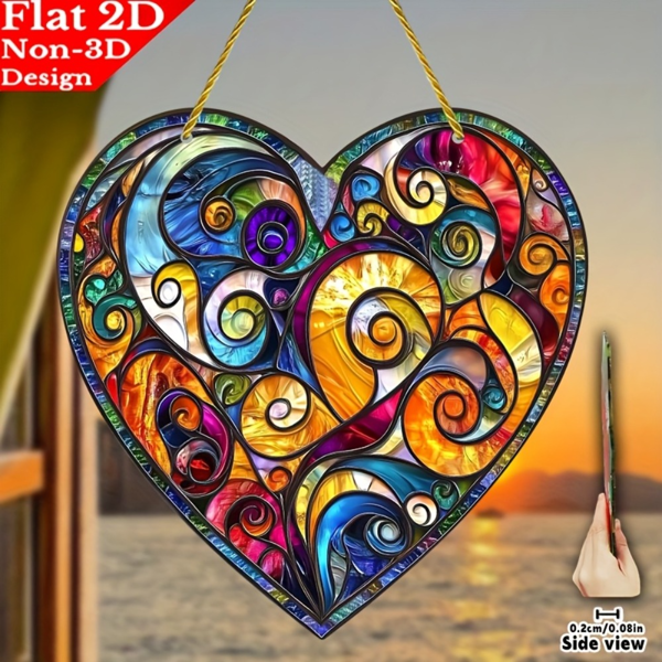 CIFbuy螺旋心形阳光捕捉器抽象色块亚克力窗挂饰家居户外墙面装饰（TikTok、temu下自提）-6