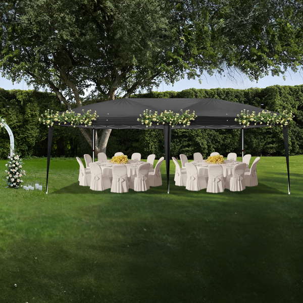 10*20ft  黑色  一键撑开  无围布  28/22MM脚管 10X20MM交叉杆 折叠棚  210D牛津布  喷塑铁管 配拎包 无沙袋-14