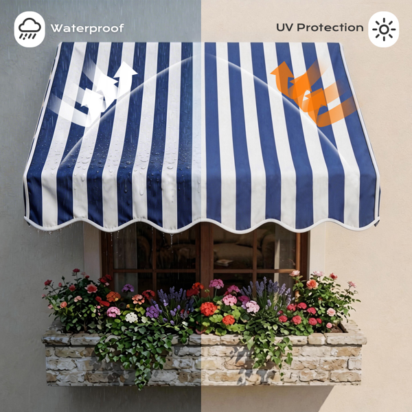 4' 蓝白条 伸缩遮阳篷 涤纶布 铁支架 可调节-8