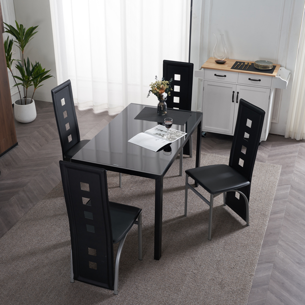 4pcs 高靠背横线缝纫装饰 PU革 餐椅 圆管 黑色 N201（替换编码：13028198-18410366）-71