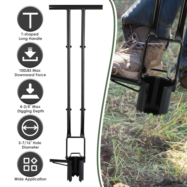 （自提可发加拿大，temu&tk下自提单）多功能球根种植工具，长柄5合1园艺挖土除草铲，适用于家庭花园草坪，长柄球根种植铲操作简便，多功能园艺工具，适用于种植、除草和挖土-8