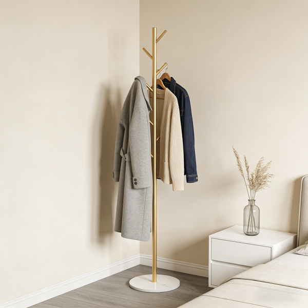 Clothing Rack, Golden Metal Freestanding Heavy Duty Clothes Rack with Marble Base, Multipurpose Garment Hanger for Bedroom, Hat, Scarf, Jacket,-7
