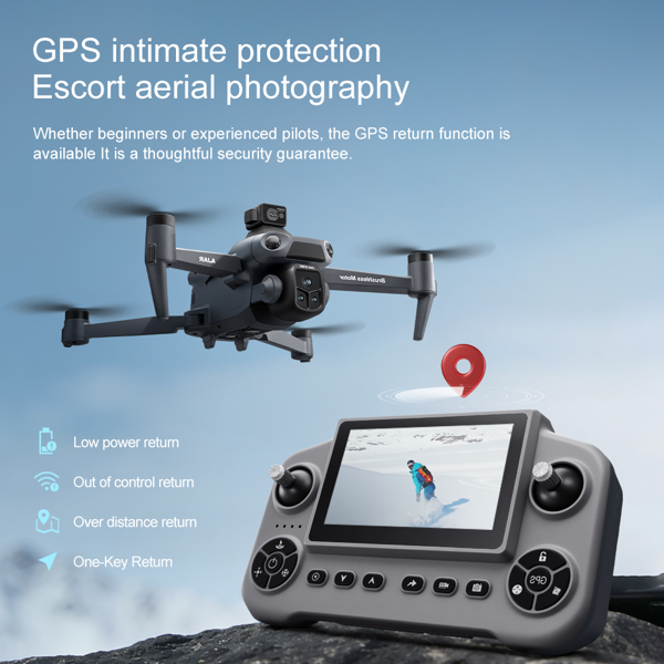V918MAX Drone, 20-30 Minute Flight, Dual HD 50fps Cameras, 5MP Stabilized Images, Auto Low Power Return, Large Screen Remote-12