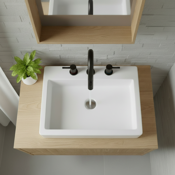 8英寸宽幅洗手池水龙头，双把手三孔设计，配备弹起式排水器和360°下拉式喷头，哑光黑[周末无法发货，TK/TEMU仅支持自提]-11