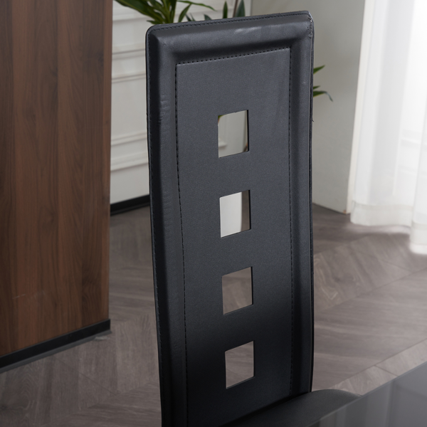 4pcs 高靠背横线缝纫装饰 PU革 餐椅 圆管 黑色 N201（替换编码：13028198-18410366）-82