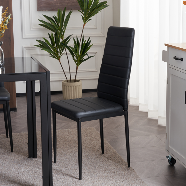 4pcs 高靠背横线缝纫装饰 PU革 餐椅 圆管 黑色 N201（替换编码：13028198-18410366）-33