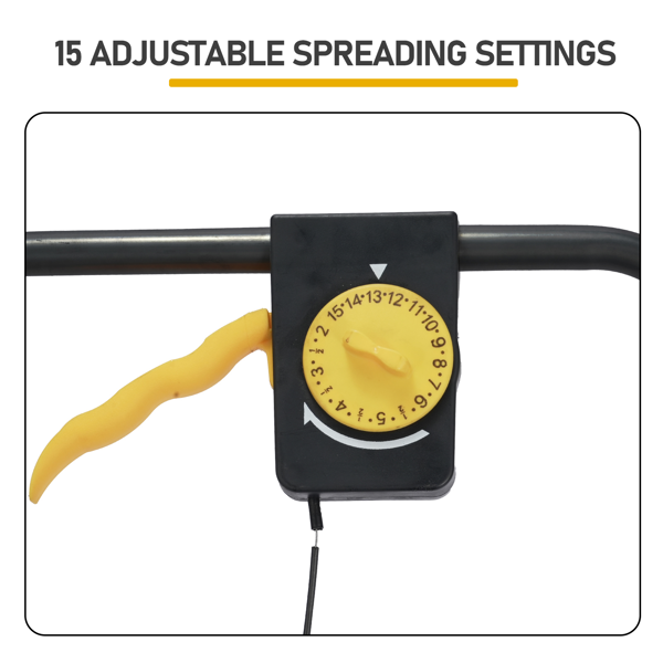 92.5*51*71.5CM 全黑色 70lb 塑料轮子 U形把手施肥车 调节15档位 花园推车-3