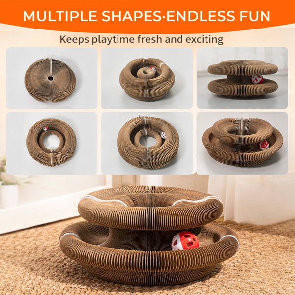 2pcs Kitty Curls 猫咪玩具 - 可折叠手风琴式猫抓板（带球）- 神奇风琴式猫抓板，适合互动玩耍 - 具有舒缓功能-8