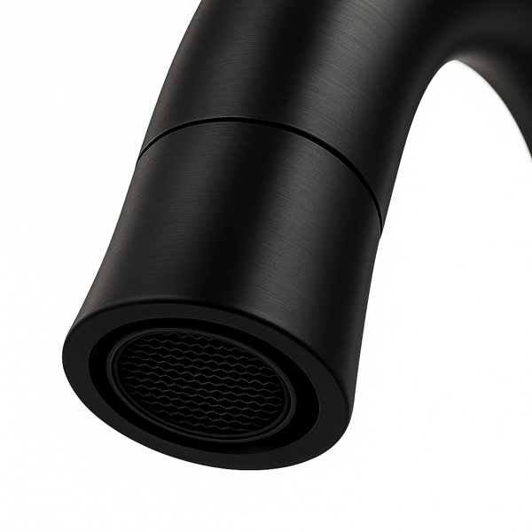 8英寸宽幅浴室水龙头，双把手三孔设计，配备360°下拉式喷头和弹起式下水器，哑光黑[周末无法发货，TK/TEMU仅支持自提]-5