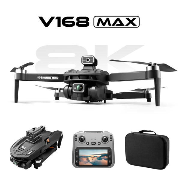 V168  Drone | Front-mounted 8K HD PTZ Camera, 4.5-inch Screen Remote Control, Brushless Motors, GPS Return-to-home, Gesture Control, 360° Roll, Dual Lenses, Foldable Design-1