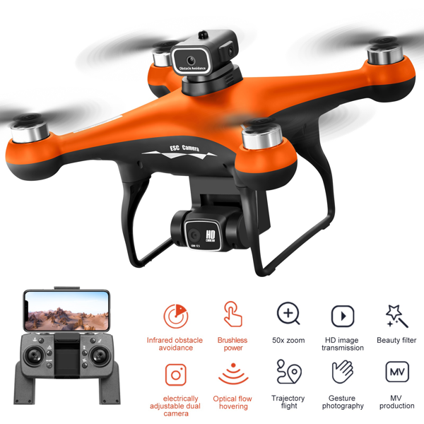 S116 Drone Orange 2 Batteries Built-in Electric Adjustable Camera Adjustable To 90° With LED Nightlight Drone Beginners' Favorite The Perfect Toy Gift-5