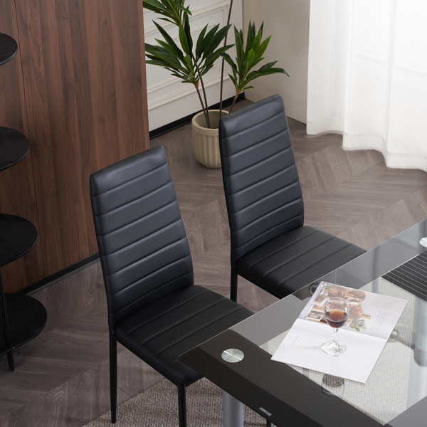 4pcs 高靠背横线缝纫装饰 PU革 餐椅 圆管 黑色 N201（替换编码：13028198-18410366）-30